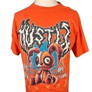 Launder Mens Hustle Only the‎ Strong Graphic T-Shirt Orange Med Bunny Streetwear